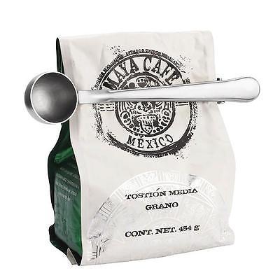 Colher de café multifuncional de aço inoxidável com clipe