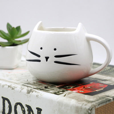 Caneca de Gatinho em Cerâmica + Colher Inox Gatinho de BRINDE - CAFE FELIZ