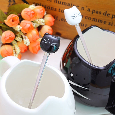 Caneca de Gatinho em Cerâmica + Colher Inox Gatinho de BRINDE - CAFE FELIZ